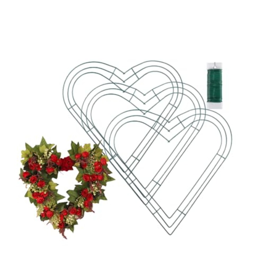 Wreath Form Wire - 3pcs Heart Metal Wire Wreath Frame