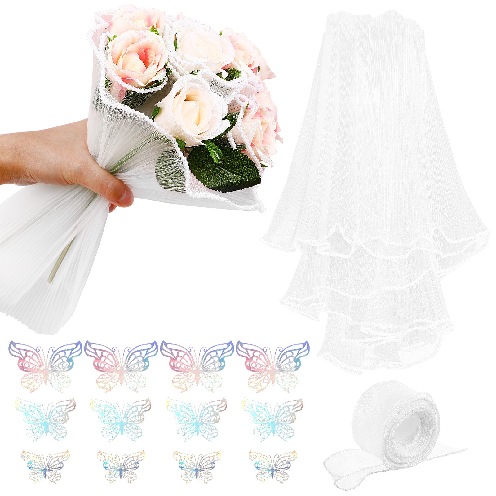 1Set Flower Bouquet Wrapping P - Florist Supply Ribbon recension och pris