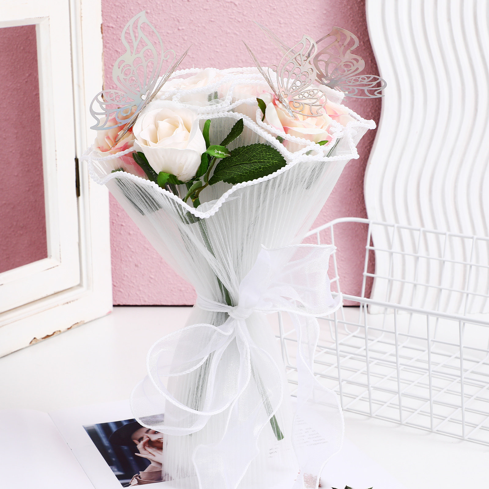 1Set Flower Bouquet Wrapping P - Florist Supply Ribbon recension och pris
