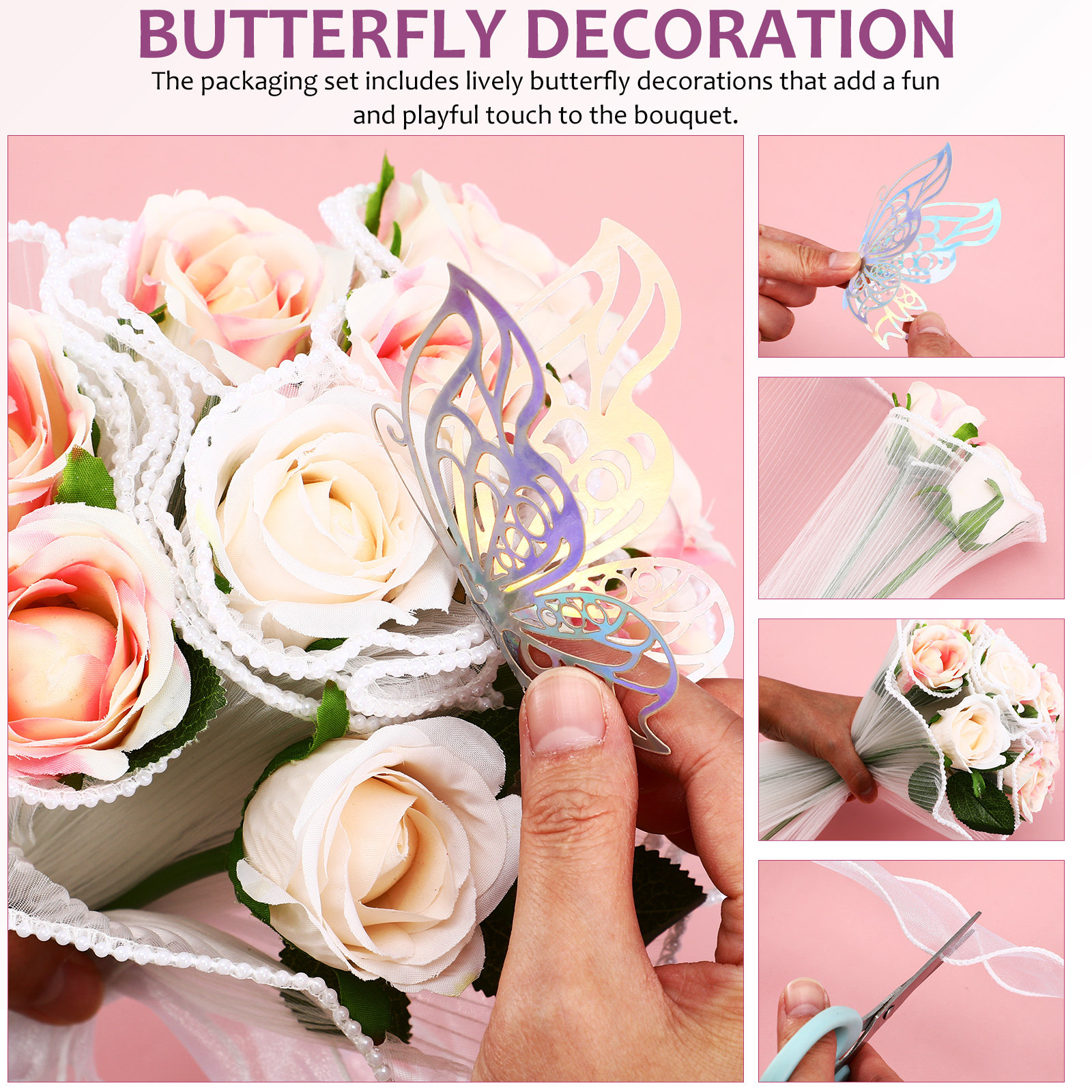 1Set Fresh Flower Bouquet Wrap - Florist Supply Ribbon recension och pris