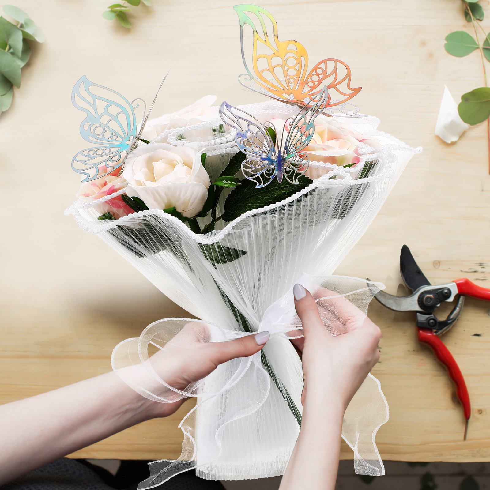 1Set Fresh Flower Bouquet Wrap - Florist Supply Ribbon recension och pris