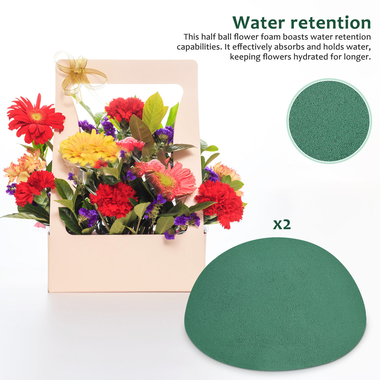 2Pcs Green Half Round Floral D - Floral Foam Oasis recension och pris