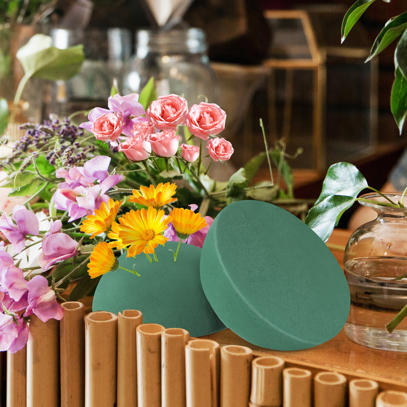 2Pcs Green Half Round Floral D - Floral Foam Oasis recension och pris